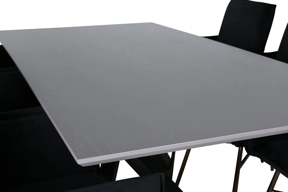 Venture Design Valgomasis stalas, Piazza, 190x90 cm, Valgomasis kėdė, Petra, 60x87 cm, Juoda