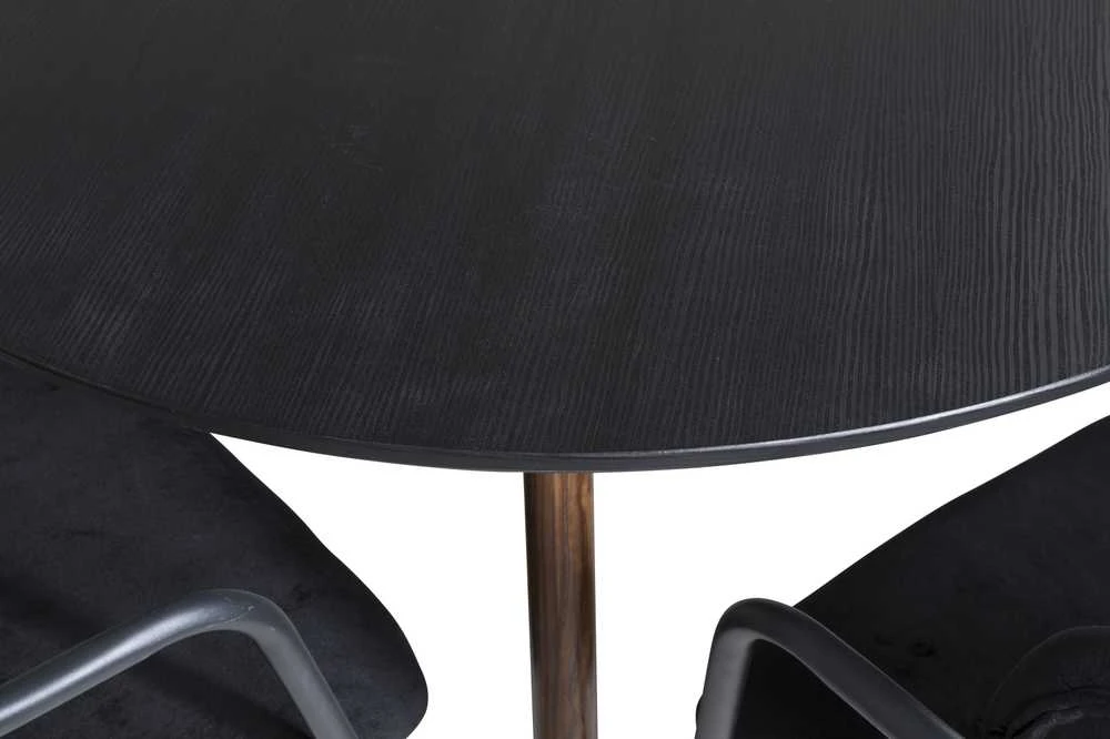 Venture Design Valgomasis stalas, Plaza, 100 cm, Juodas + Kėdė su rankogaliais, Arrow, 61x79x58 cm, Juoda
