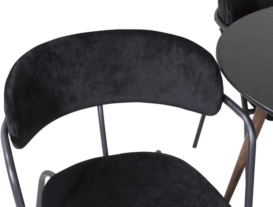 Venture Design Valgomasis stalas, Plaza, 100 cm, Juodas + Kėdė su rankogaliais, Arrow, 61x79x58 cm, Juoda
