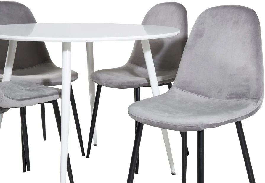 Venture Design Valgomasis stalas, Plaza, 100 cm, Balta + Valgomasis kėdė, Polar, 53.3x88x42.5 cm, Šviesiai pilka