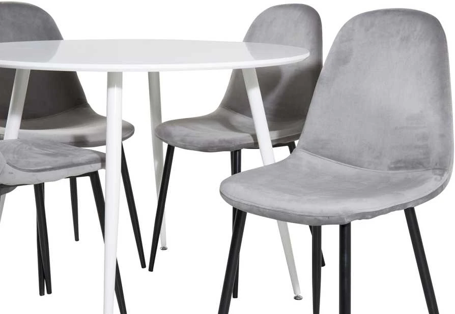Venture Design Valgomasis stalas, Plaza, 100 cm, Balta + Valgomasis kėdė, Polar, 53.3x88x42.5 cm, Šviesiai pilka