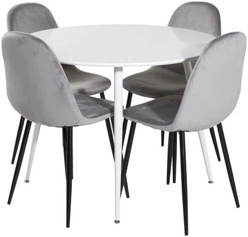 Venture Design Valgomasis stalas, Plaza, 100 cm, Balta + Valgomasis kėdė, Polar, 53.3x88x42.5 cm, Šviesiai pilka