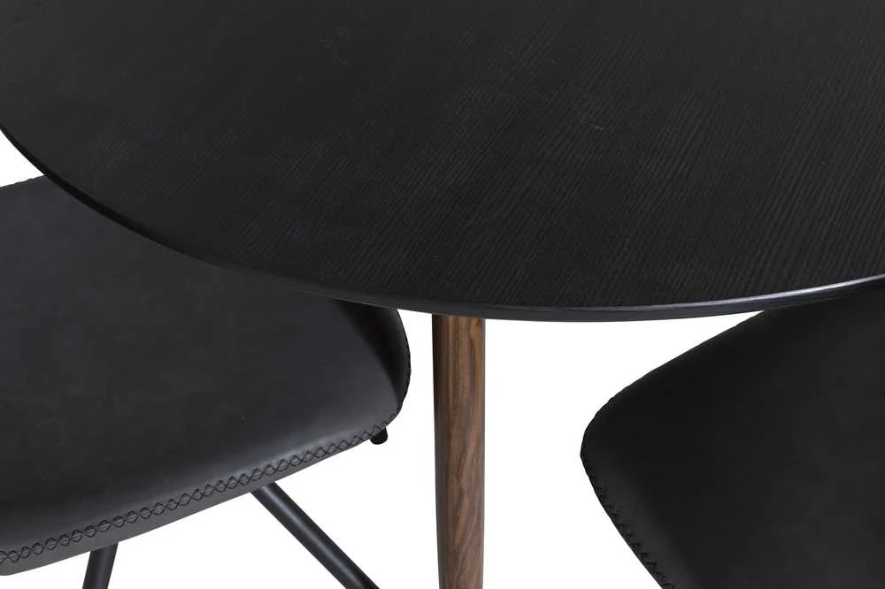 Venture Design Valgomasis stalas, Plaza, 100 cm, Juodas + Valgomasis kėdė, Polar, 54x88x44 cm, Juoda