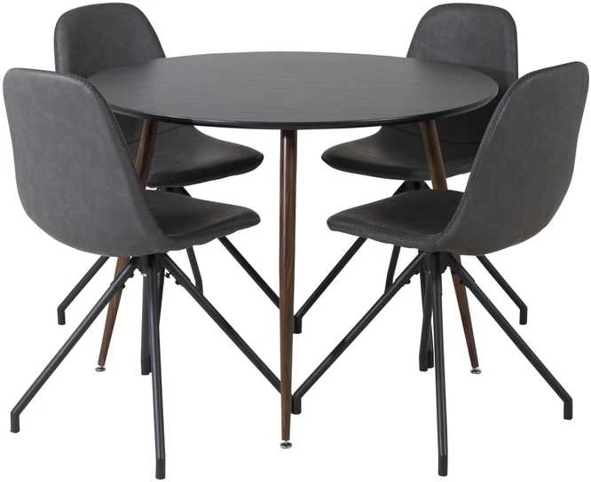 Venture Design Valgomasis stalas, Plaza, 100 cm, Juodas + Valgomasis kėdė, Polar, 54x88x44 cm, Juoda