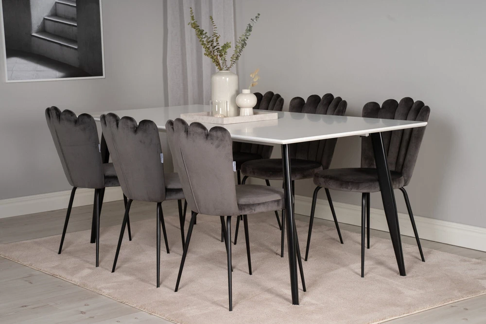 Venture Design Valgomasis stalas, Polar Matbord, 180x90 cm, Balta/Juoda