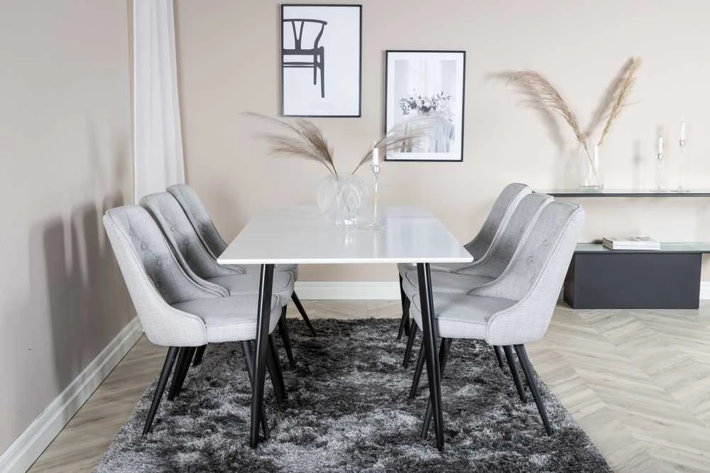 Venture Design Valgomasis stalas, Polar Matbord, 180x90 cm, Balta/Juoda