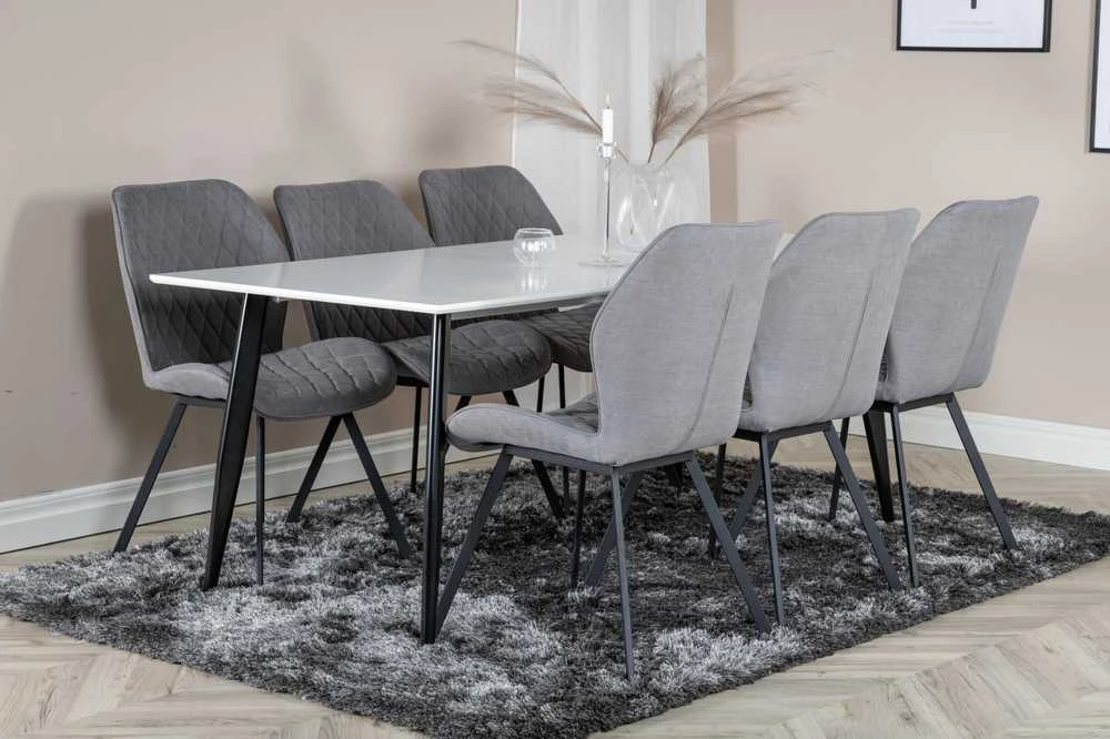 Venture Design Valgomasis stalas, Polar Matbord, 180x90 cm, Balta/Juoda