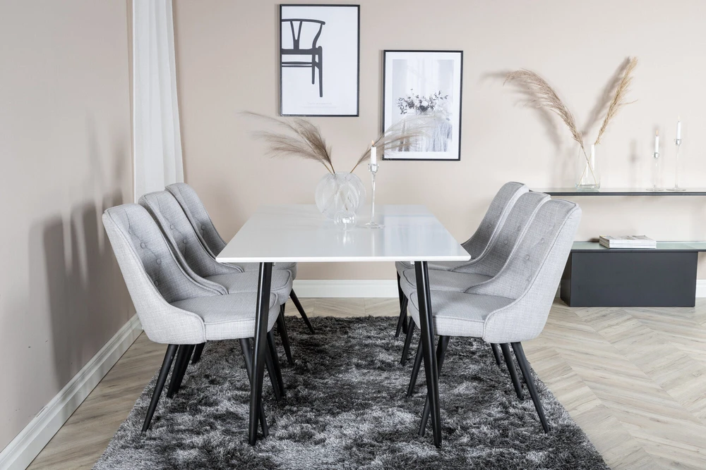 Venture Design Valgomasis stalas, Polar Matbord, 180x90 cm, Balta/Juoda