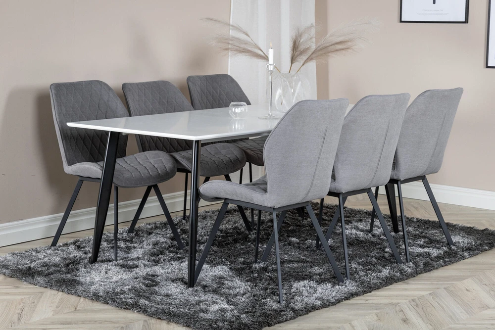 Venture Design Valgomasis stalas, Polar Matbord, 180x90 cm, Balta/Juoda
