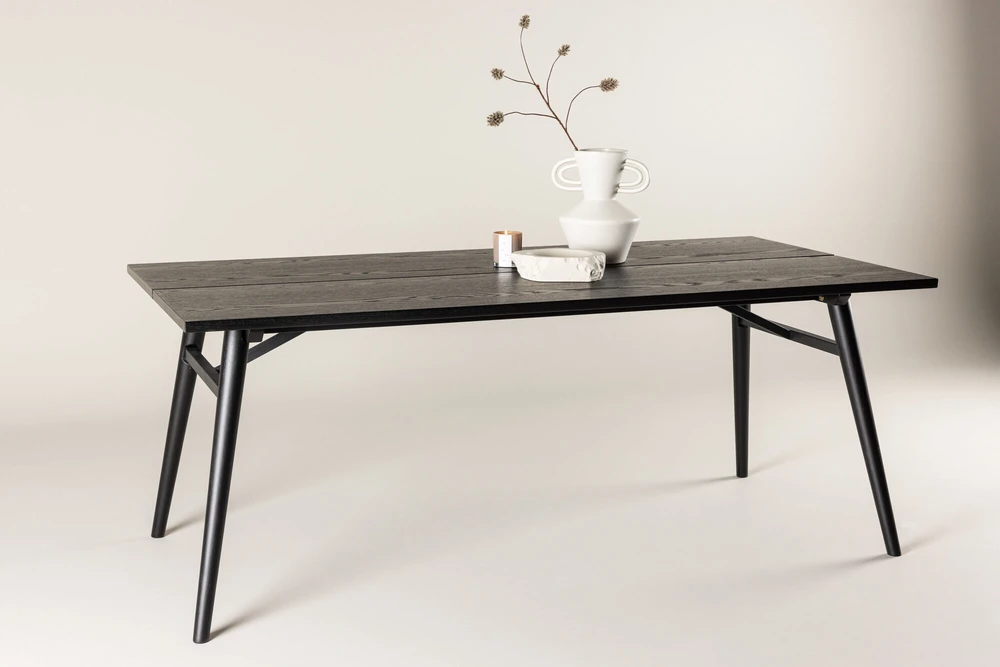 Venture Design Valgomasis stalas, Stilingas Ištraukiamas stalas, 195x95 cm, Juodas