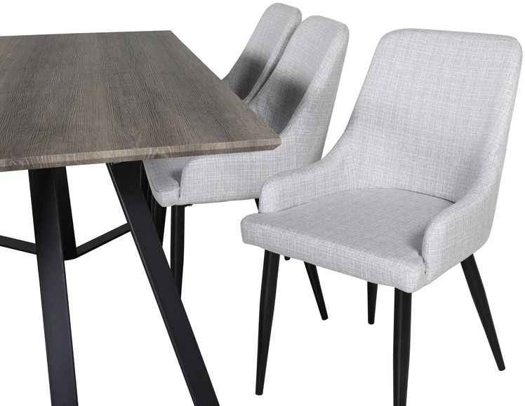 Venture Design Valgomasis stalas su komplektu, Marina ir Plaza, 180x90 cm, pilkas/juodas