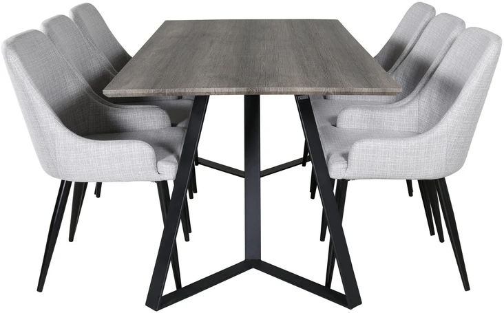 Venture Design Valgomasis stalas su komplektu, Marina ir Plaza, 180x90 cm, pilkas/juodas