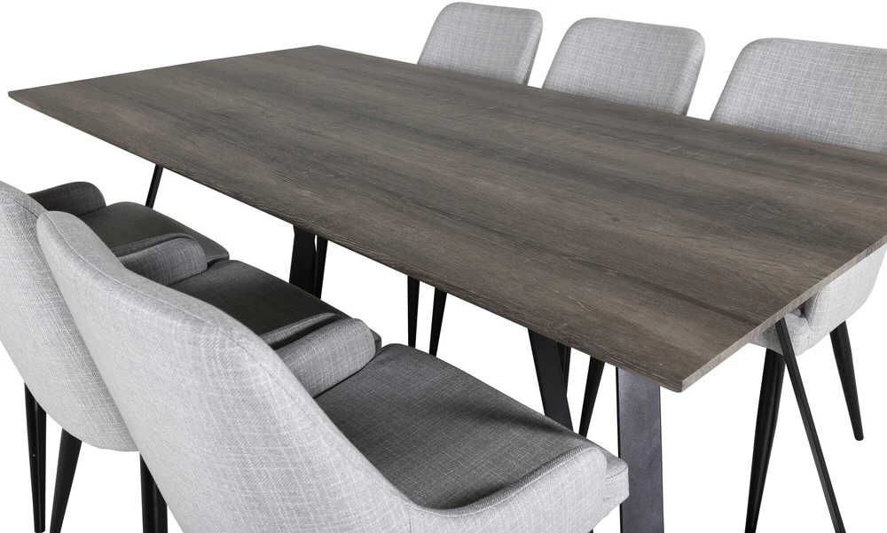 Venture Design Valgomasis stalas su komplektu, Marina ir Plaza, 180x90 cm, pilkas/juodas