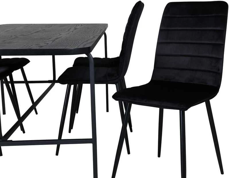 Venture Design Valgomasis stalas, Uno, 200x90 cm, Juodas, Valgomasis kėdė, Windu Lyx, 94x43 cm, Juoda