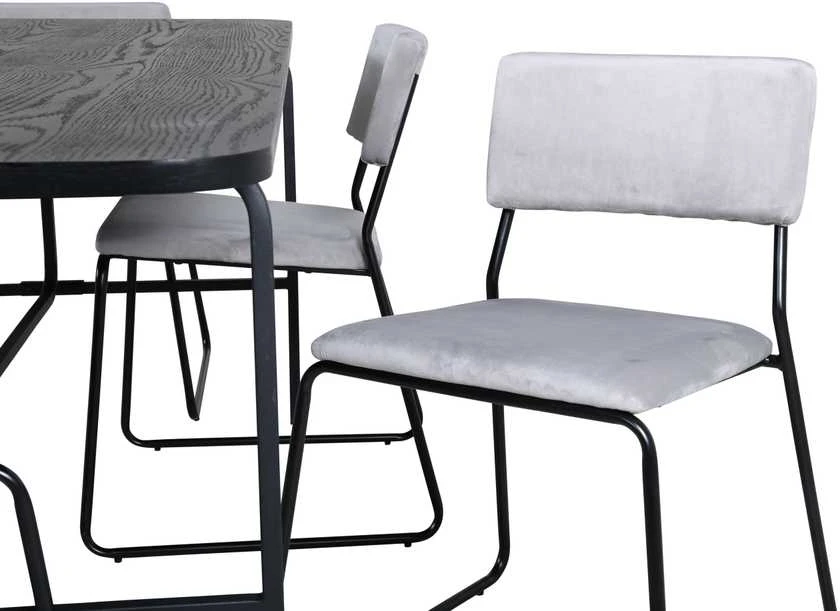 Venture Design Valgomasis stalas, Uno, 200x90 cm, Juodas, Valgomasis kėdė, Kenth, 76x40 cm, Pilka
