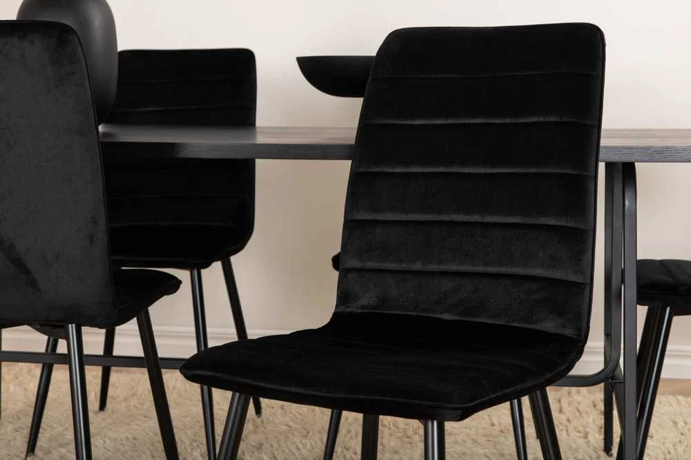 Venture Design Valgomasis stalas, Uno, 200x90 cm, Juodas, Valgomasis kėdė, Windu Lyx, 94x43 cm, Juoda