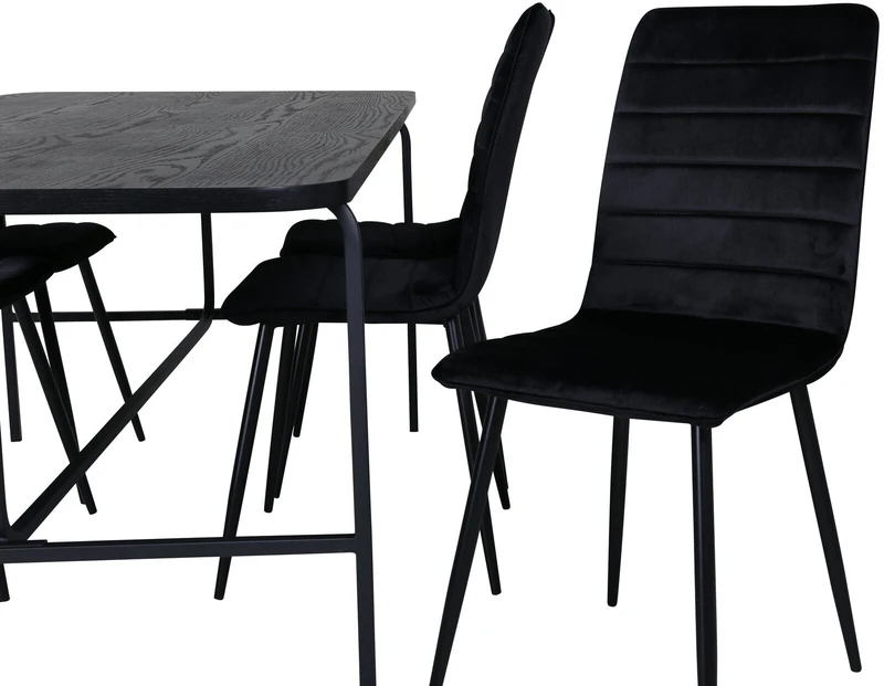 Venture Design Valgomasis stalas, Uno, 200x90 cm, Juodas, Valgomasis kėdė, Windu Lyx, 94x43 cm, Juoda