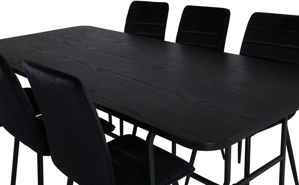 Venture Design Valgomasis stalas, Uno, 200x90 cm, Juodas, Valgomasis kėdė, Windu Lyx, 94x43 cm, Juoda