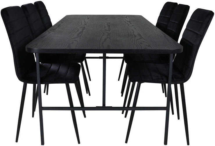 Venture Design Valgomasis stalas, Uno, 200x90 cm, Juodas, Valgomasis kėdė, Windu Lyx, 94x43 cm, Juoda