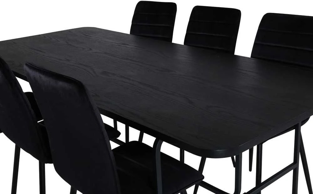 Venture Design Valgomasis stalas, Uno, 200x90 cm, Juodas, Valgomasis kėdė, Windu Lyx, 94x43 cm, Juoda