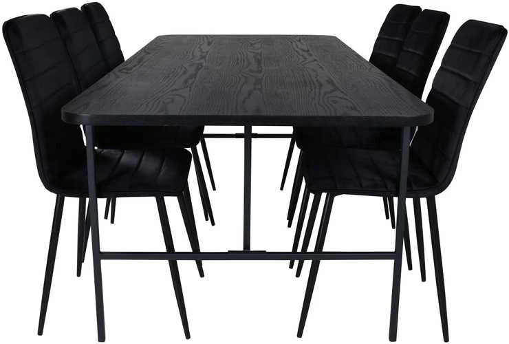 Venture Design Valgomasis stalas, Uno, 200x90 cm, Juodas, Valgomasis kėdė, Windu Lyx, 94x43 cm, Juoda