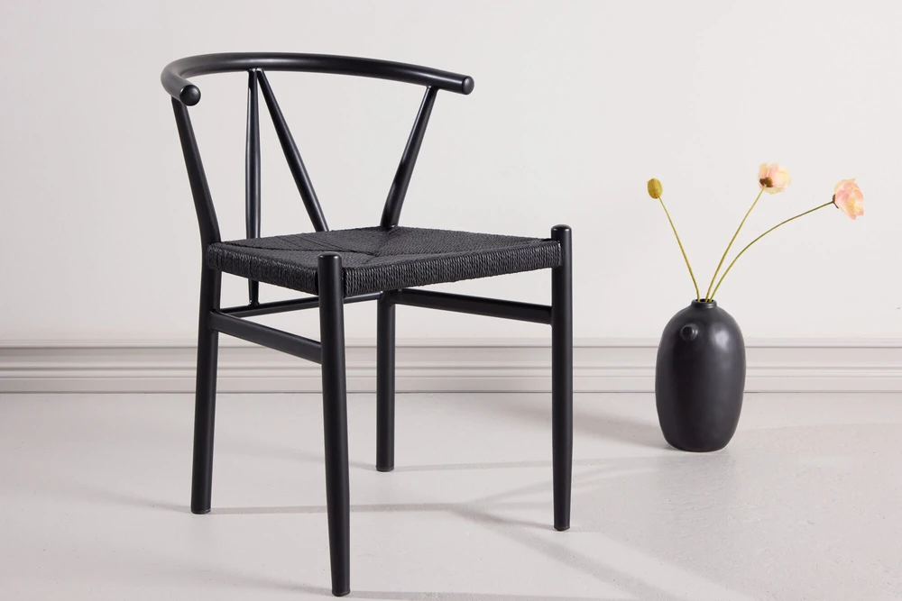 Venture Design Valgomojo kėdė Alfons 41x46x41 cm Juoda Plieninė Virvė