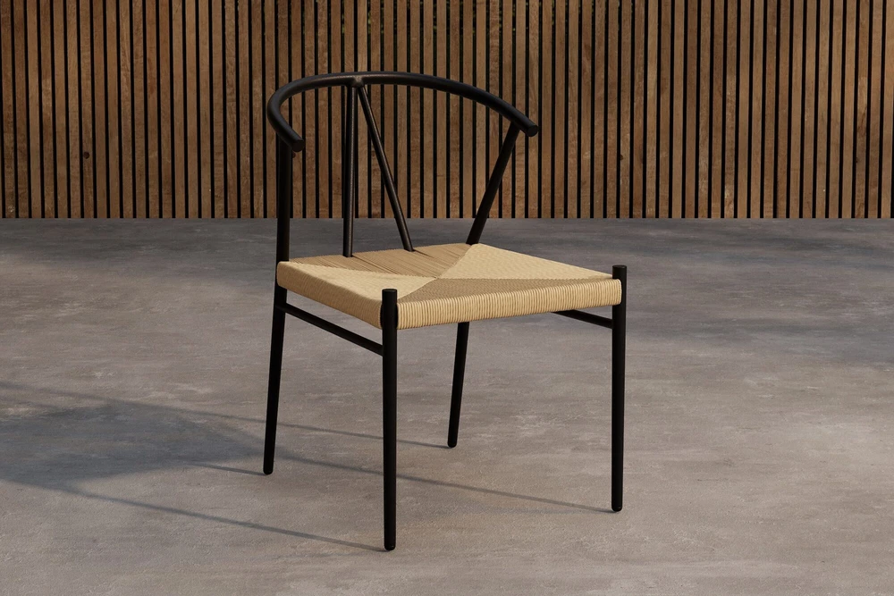 Venture Design Valgomojo kėdė, Alfons, 49x47 cm, juoda, plienas, ratanas