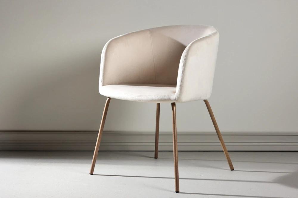 Venture Design Valgomojo kėdė Berit 46x45x47 cm smėlio spalvos veliūro apmušalas