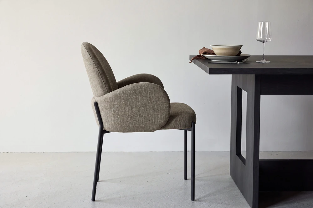 Venture Design Valgomojo kėdė Blom, 2 vnt. komplekte, juodas/rudas audinys