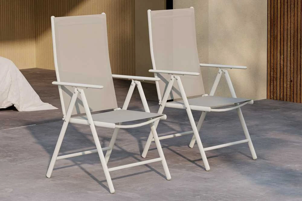 Venture Design Valgomojo kėdė Break smėlio spalvos, aliuminis, sulankstoma, reguliuojama atlošo dalis