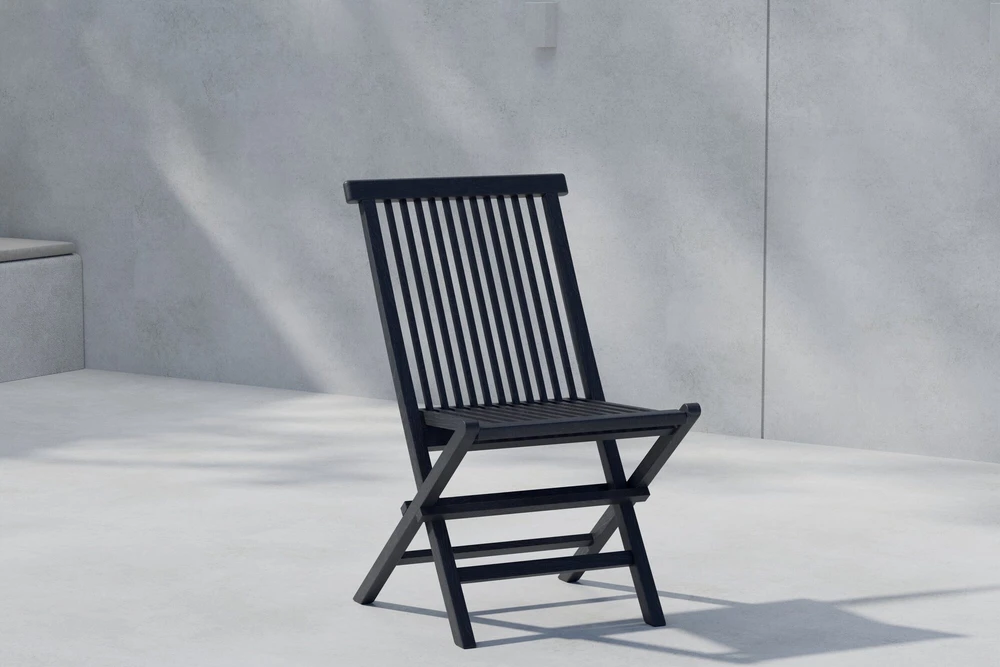 Venture Design Valgomojo kėdė Kenya, juoda, tikmedis, sulankstoma