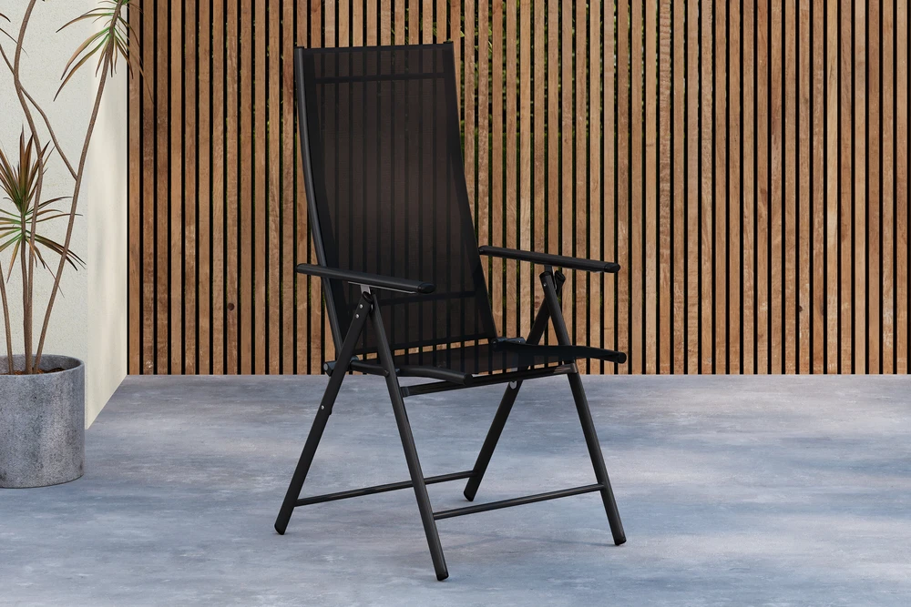Venture Design Valgomojo kėdė Levanzo 2 vnt., juoda, sulankstoma, plieninė