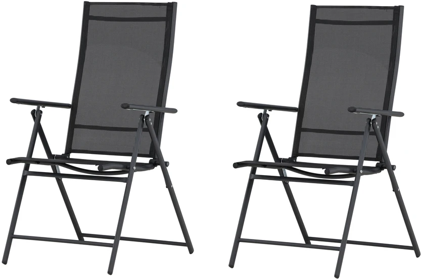 Venture Design Valgomojo kėdė Levanzo 2 vnt., juoda, sulankstoma, plieninė