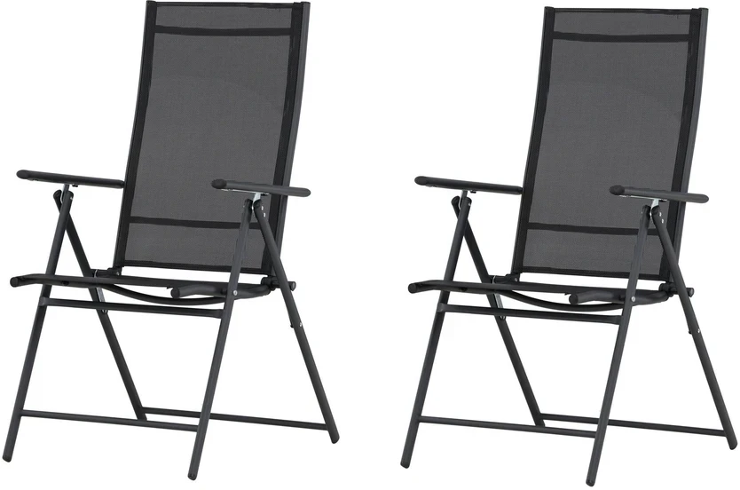 Venture Design Valgomojo kėdė Levanzo 2 vnt., juoda, sulankstoma, plieninė