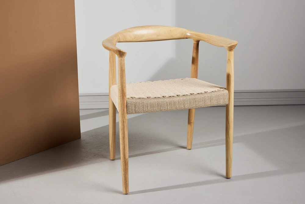 Venture Design Valgomojo kėdė Lovön 57x42x43 cm Balintos medienos spalvos Smėlio spalvos virvė Guminė mediena