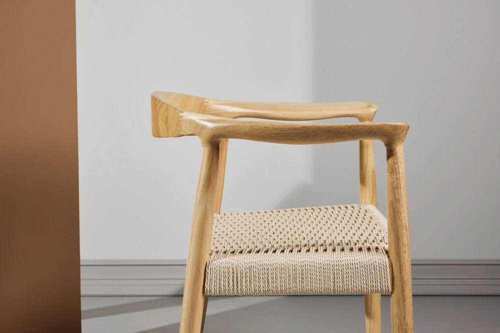 Venture Design Valgomojo kėdė Lovön 57x42x43 cm Balintos medienos spalvos Smėlio spalvos virvė Guminė mediena