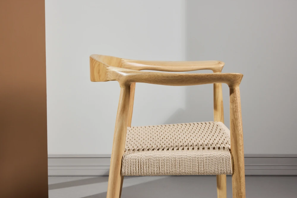 Venture Design Valgomojo kėdė Lovön 57x42x43 cm Balintos medienos spalvos Smėlio spalvos virvė Guminė mediena