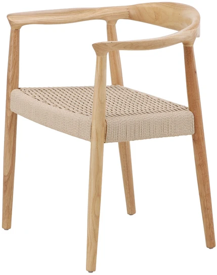 Venture Design Valgomojo kėdė Lovön 57x42x43 cm Balintos medienos spalvos Smėlio spalvos virvė Guminė mediena