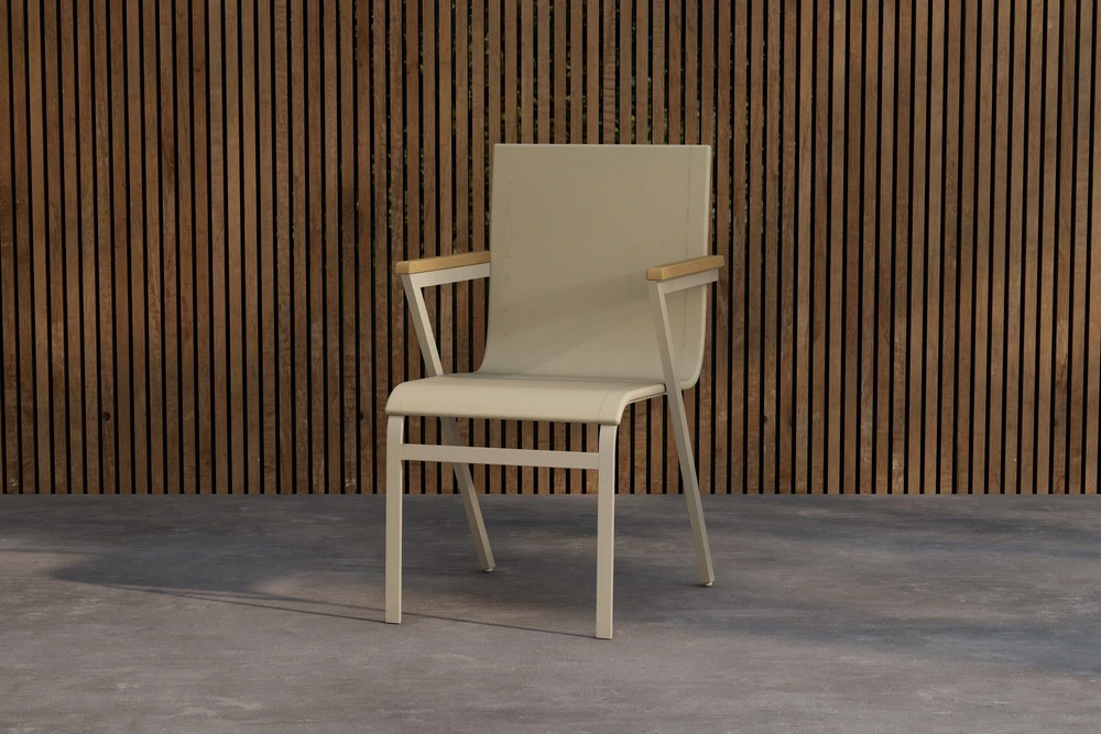 Venture Design Valgomojo kėdė Mexico, smėlio spalvos, aliuminis, tekstilenas, tikmedis