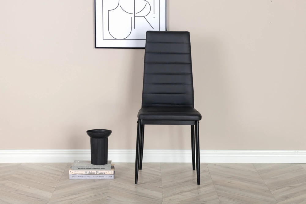 Venture Home Valgomojo kėdės Slim, 2vnt., juodos, odos imitacijos
