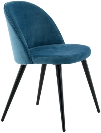 Venture Home Valgomojo kėdės Velvet, 2vnt., juodos/mėlynos, aksomas