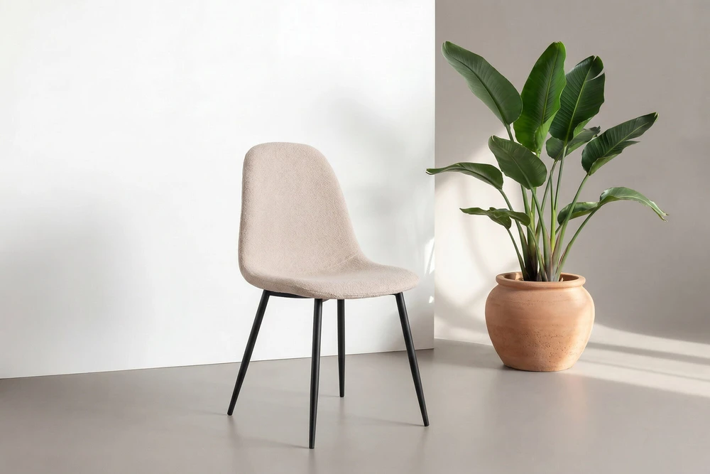 Venture Design Valgomojo kėdžių komplektas (2 vnt.), juoda/šviesiai ruda bouclé
