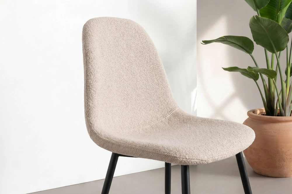 Venture Design Valgomojo kėdžių komplektas (2 vnt.), juoda/šviesiai ruda bouclé