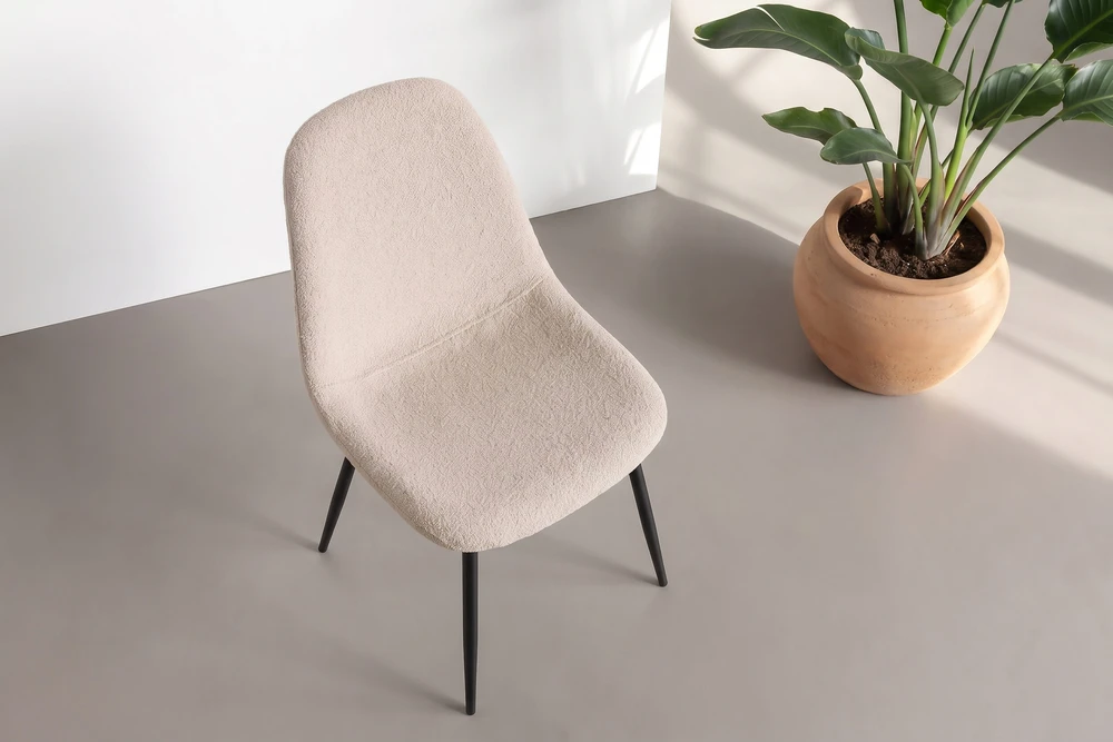 Venture Design Valgomojo kėdžių komplektas (2 vnt.), juoda/šviesiai ruda bouclé