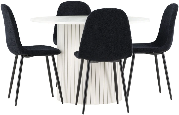 Venture Design Valgomojo komplektas Häron stalas su Polar kėdėmis 110 cm baltas juodas