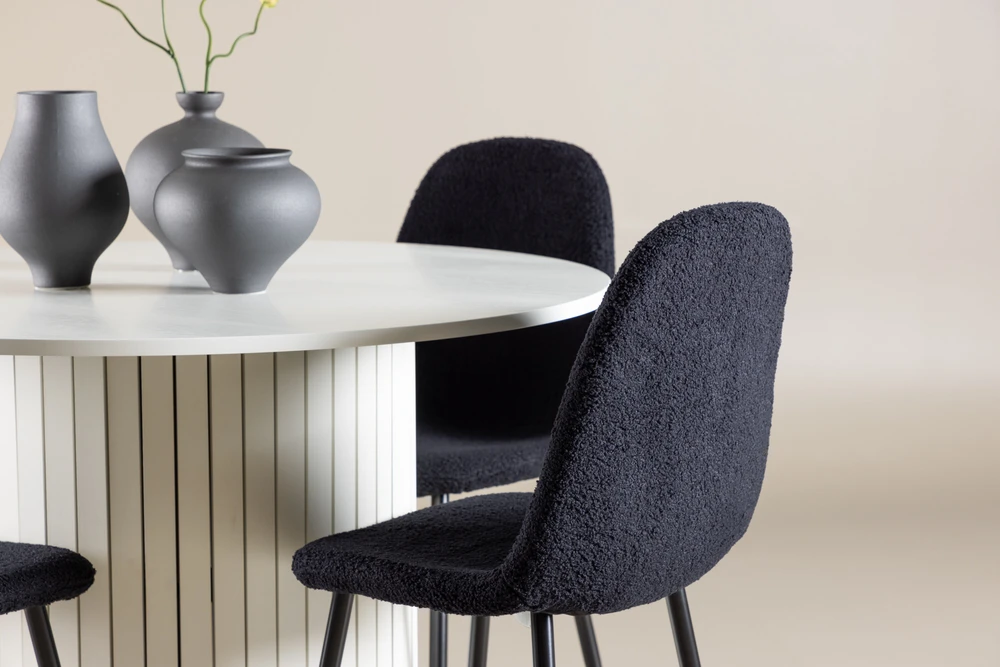 Venture Design Valgomojo komplektas Häron stalas su Polar kėdėmis 110 cm baltas juodas