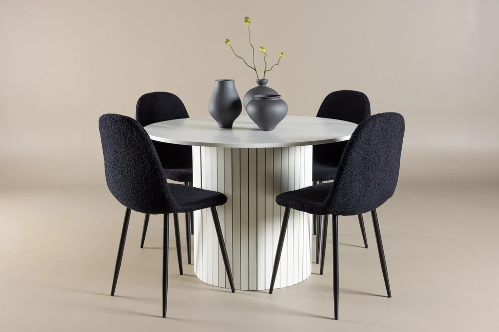 Venture Design Valgomojo komplektas Häron stalas su Polar kėdėmis 110 cm baltas juodas