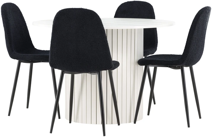 Venture Design Valgomojo komplektas Häron stalas su Polar kėdėmis 110 cm baltas juodas