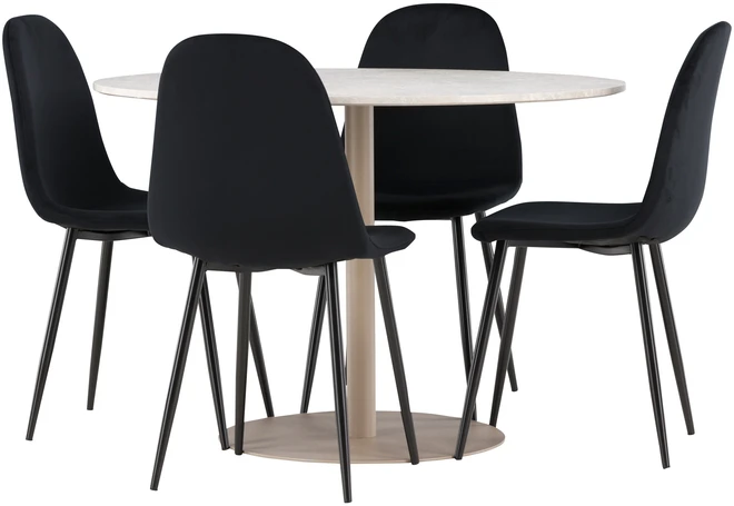 Venture Design Valgomojo komplektas Lycke valgomojo stalas su Polar valgomojo kėdė 110 cm smėlio spalvos