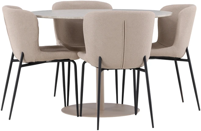 Venture Design Valgomojo komplektas Lycke valgomojo stalas su Modesto valgomojo kėdė 110 cm smėlio spalvos